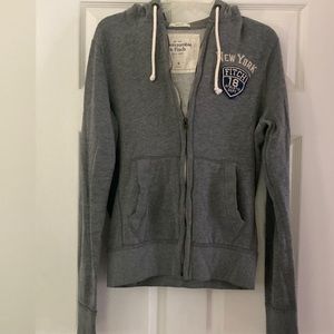 Abercrombie & Fitch Grey Zip Hooded Sweatshirt, size Small